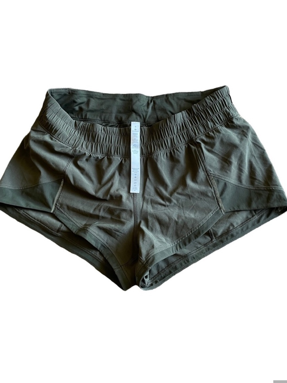 lululemon athletica Olive Green Run Short with Wide Elastic Waistband